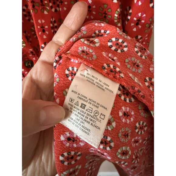 Anthropologie Maeve Daisy Red Button Down Sleeveless Midi Shirtdress Boho Artsy - Picture 7 of 10